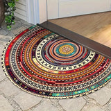 Bohemian Half-Round Doormat | Absorbent, Non-Slip Welcome | Entryway, Patio