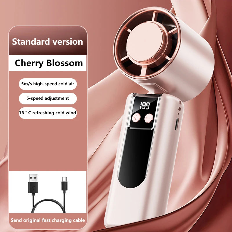 Portable Cooling Fan | 5-Speed High Wind Airflow | Travel & Desk