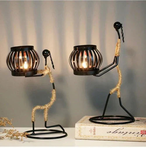 Metal Figure Candle Holder | Warm Glow Ambient Decor | Living Room