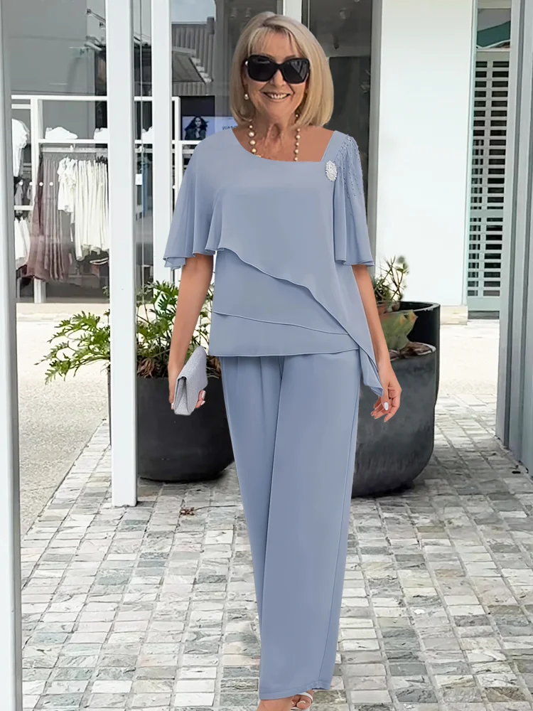 Covernorth Women's Layered Asymmetrical Two-Piece Pant Set