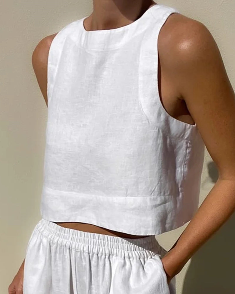 Women's Sleeveless Top and Wide Leg Pants Set