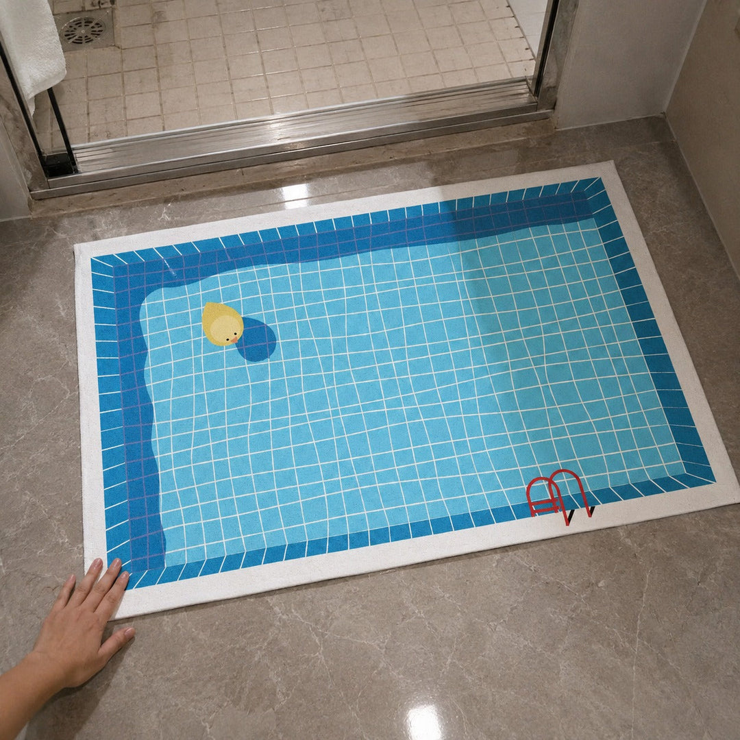 Swimming Pool Floor Mat | Quick-Dry Soft Nappa | Bathroom & Bedroom | Blue
