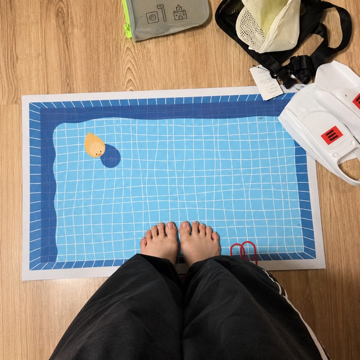 Swimming Pool Floor Mat | Quick-Dry Soft Nappa | Bathroom & Bedroom | Blue