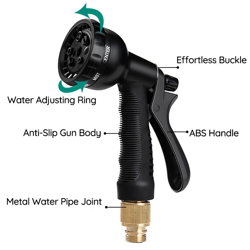 Expandable Garden Hose │ Kink-Free, Lightweight │ Lawn, Patio & Car Care │ Black