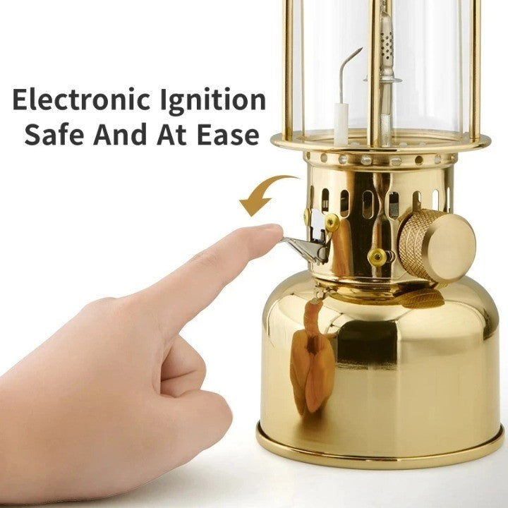 Outdoor Lantern Light │ Electronic Ignition │ Camping and Patio │ Gold