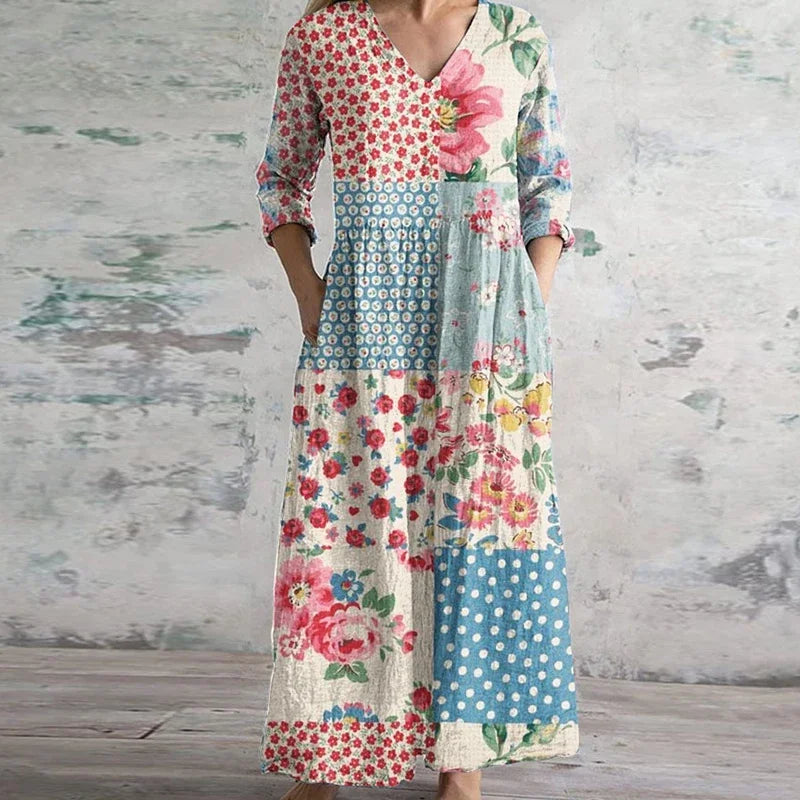 Covernorth Women’s Floral Patchwork Maxi Dress