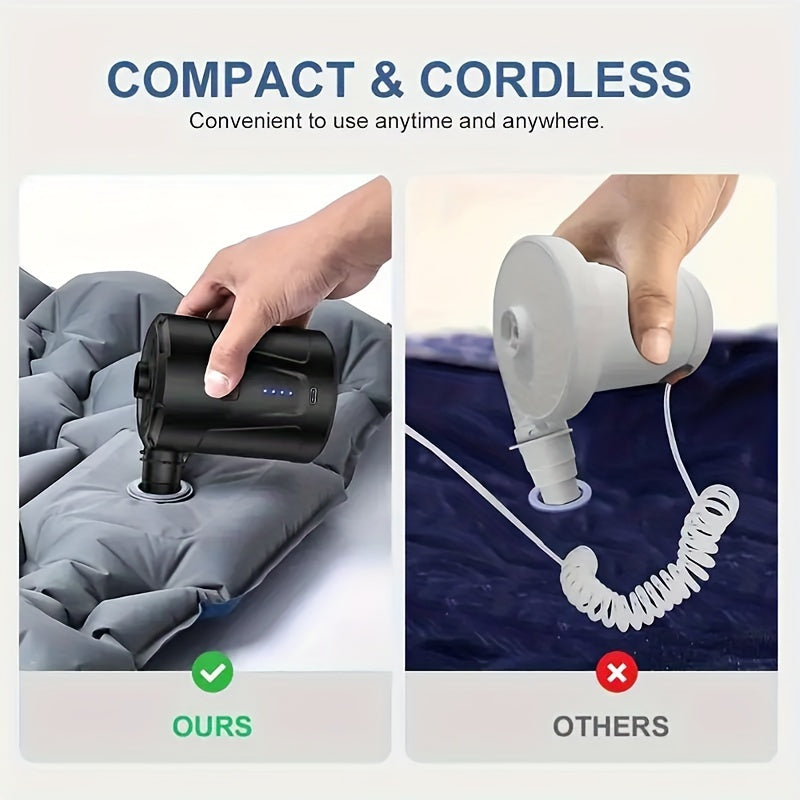 Portable Air Pump | Cordless USB Rechargeable | Camping & Pool | Black
