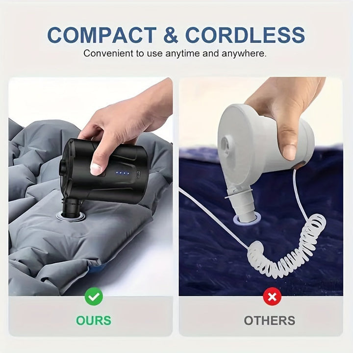 Portable Air Pump | Cordless USB Rechargeable | Camping & Pool | Black