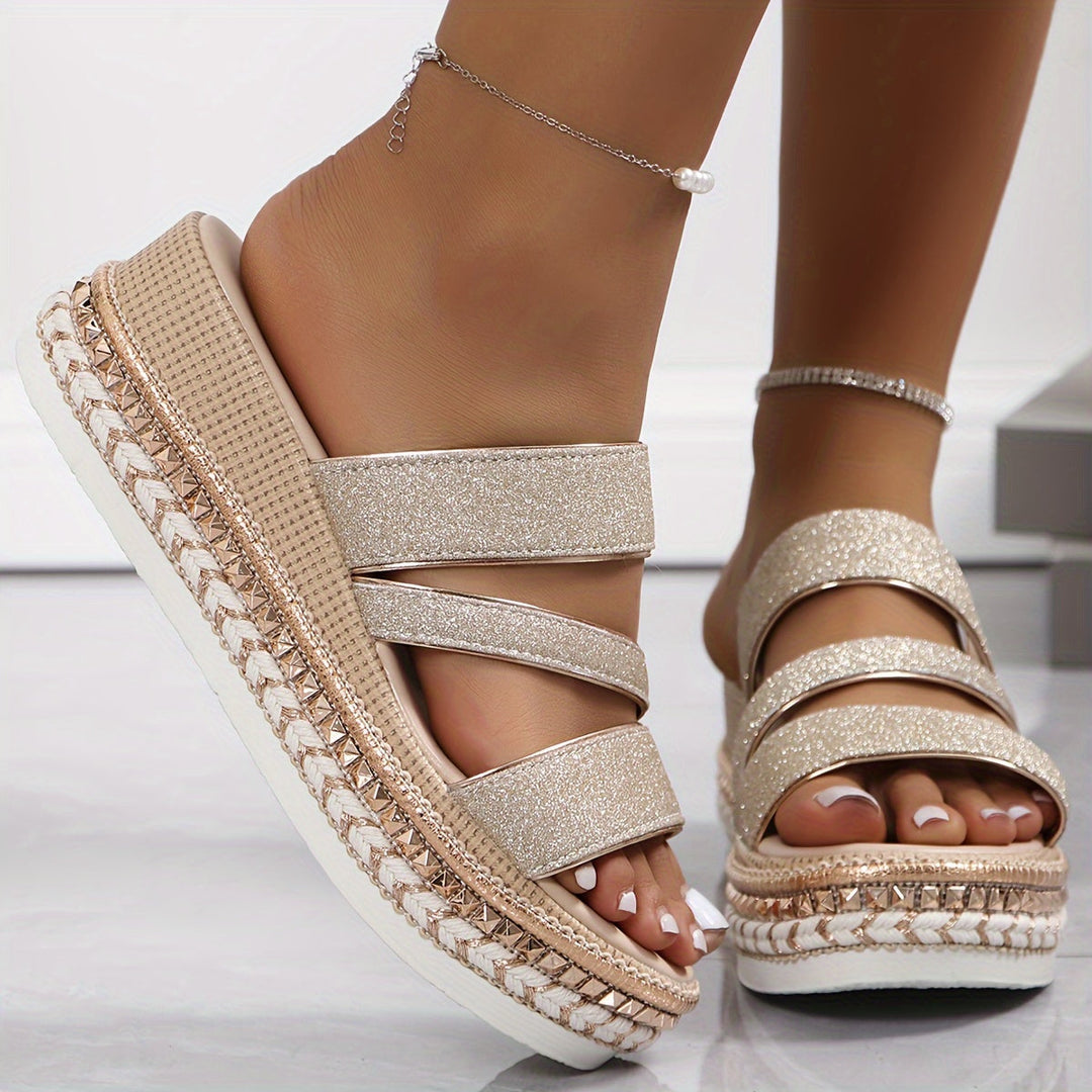 Covernorth Women’s Shimmer Platform Slide Sandals