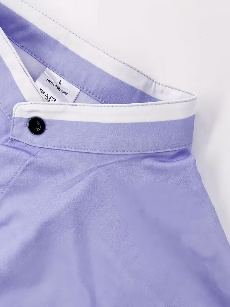 Men's Long-Sleeve Band Collar Dress Shirt