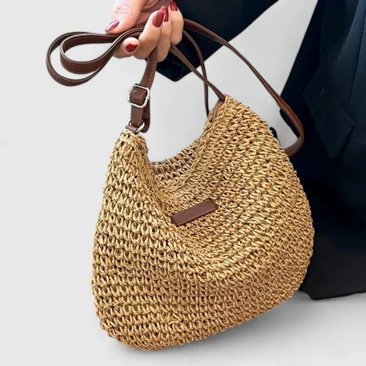 Woven Straw-Style Crossbody Bag