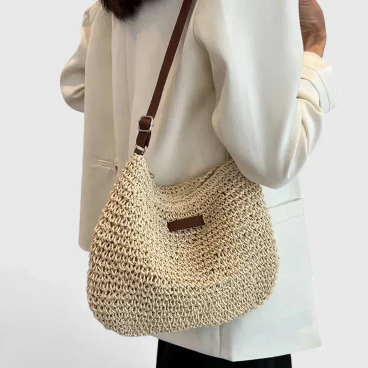 Woven Straw-Style Crossbody Bag