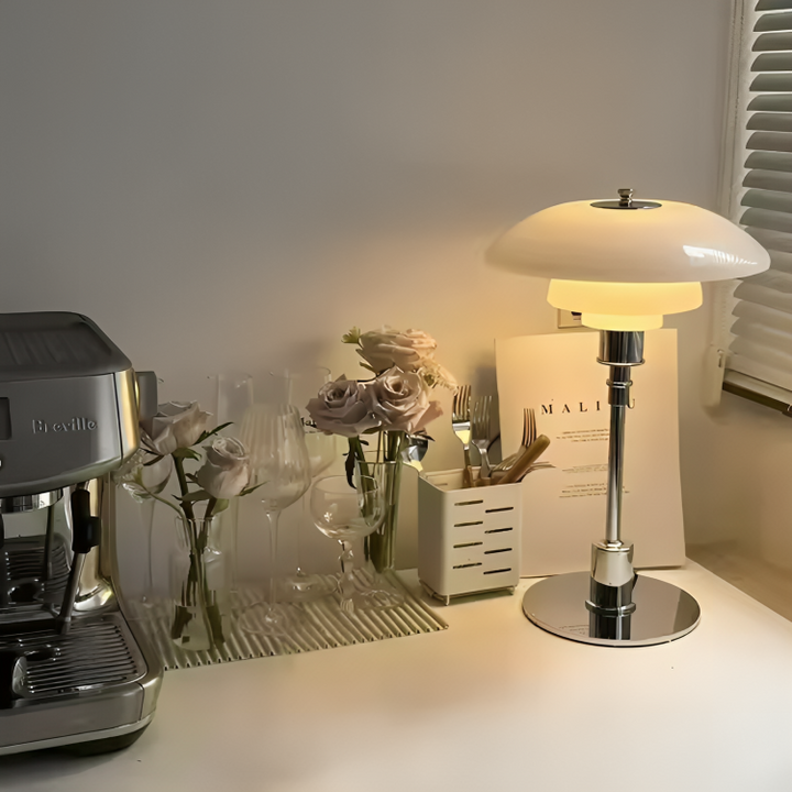 Curved Tiered Table Lamp | Dimmable Warm Light | Bedroom & Study