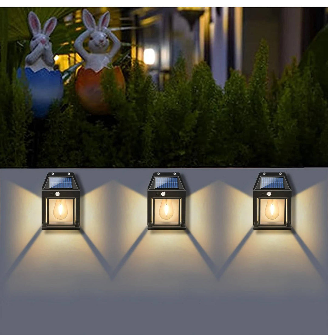 2-Piece Modern Motion Sensor Outdoor Solar Wall Lamp Set