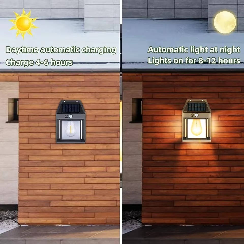 2-Piece Modern Motion Sensor Outdoor Solar Wall Lamp Set