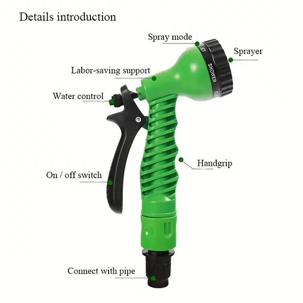 Expandable Garden Hose with High-Pressure Spray Nozzle
