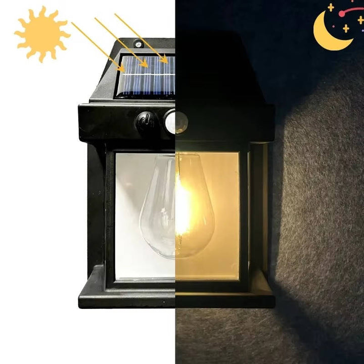 2-Piece Modern Motion Sensor Outdoor Solar Wall Lamp Set