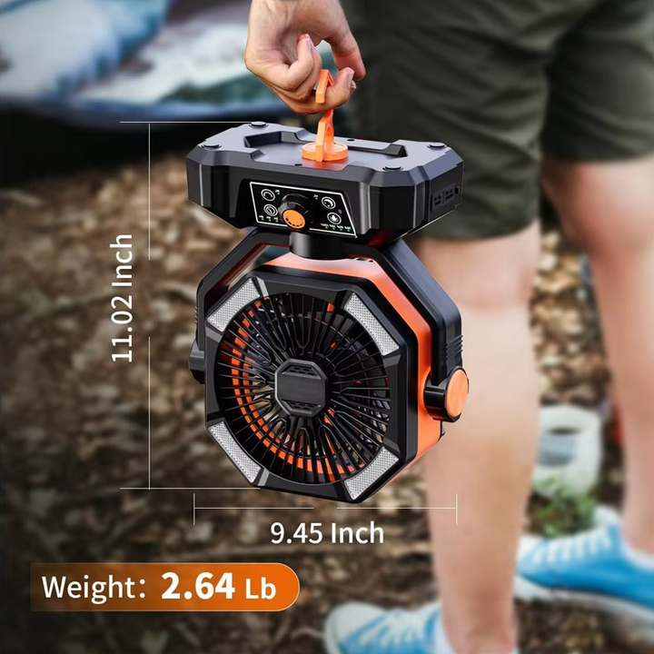 Portable Camping Fan | Power Bank & LED Light | Tent & Patio