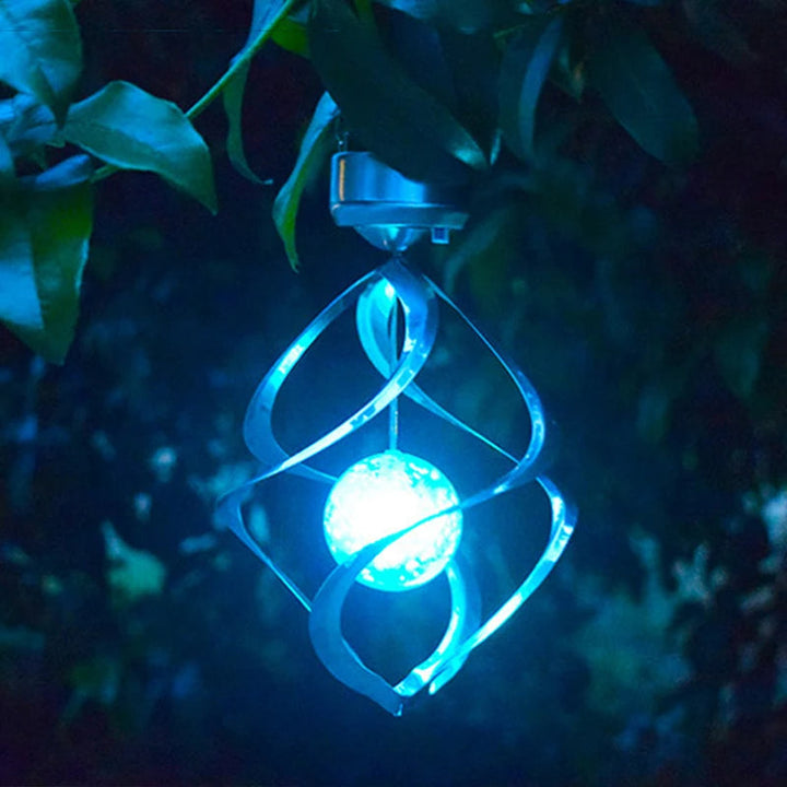 Solar Wind Spinner Light | Color Changing LED | Garden Yard Decor | Silver