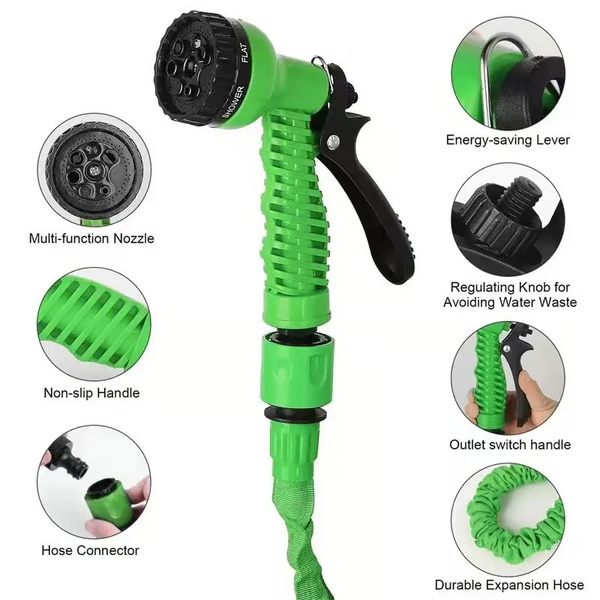 Expandable Garden Hose with High-Pressure Spray Nozzle