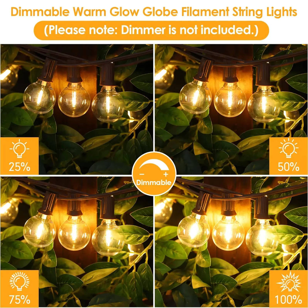 Outdoor LED String Lights │ Dimmable │ Patio, Yard & Tent │ Black