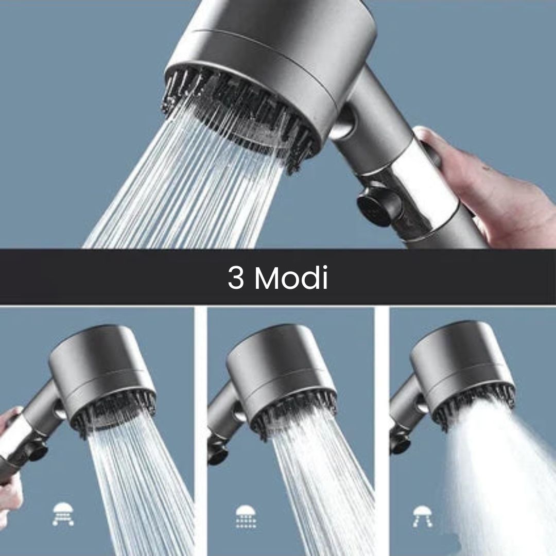 Filtered Shower Head │ 3-Mode High Pressure │ Relaxing Bath │ Black