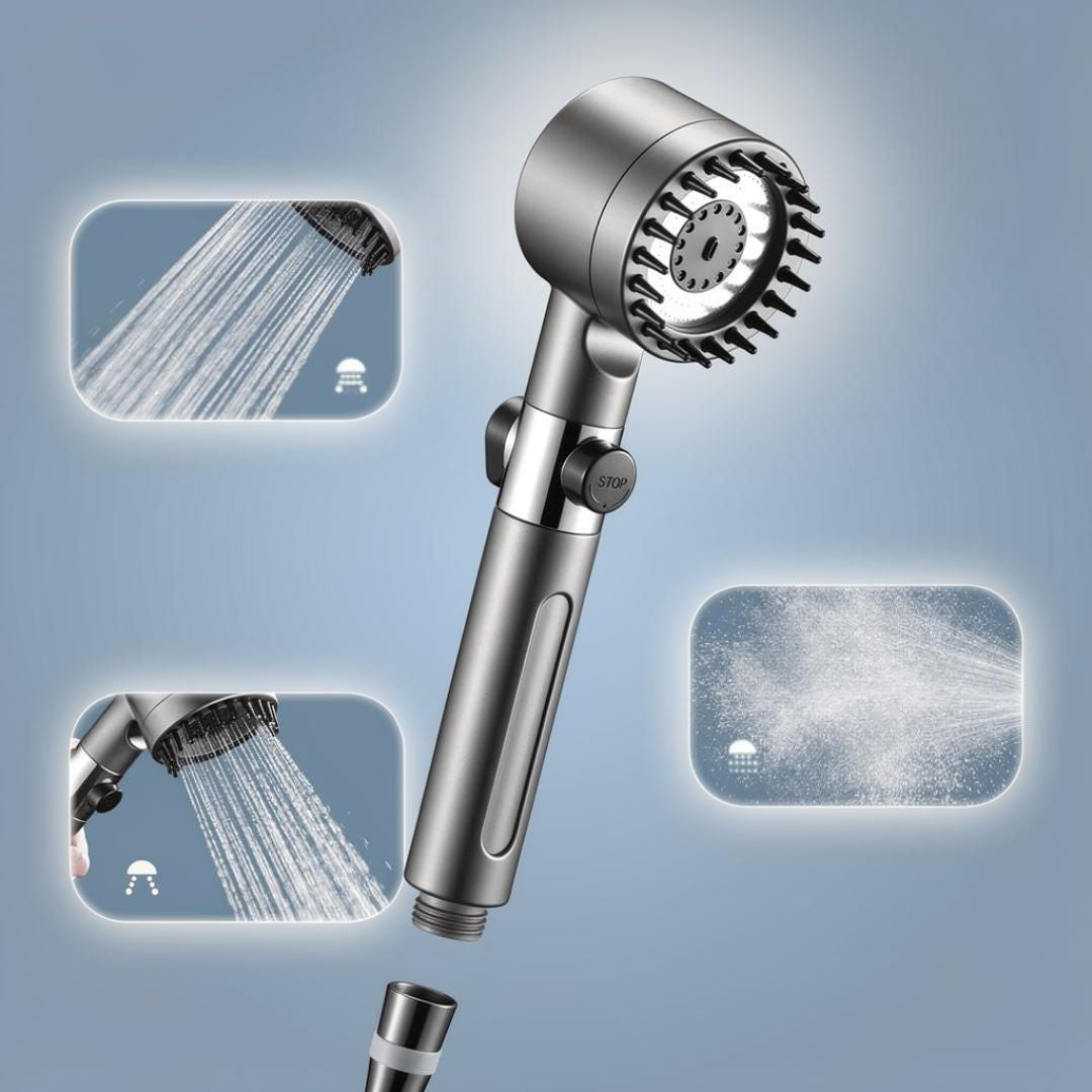 Filtered Shower Head │ 3-Mode High Pressure │ Relaxing Bath │ Black