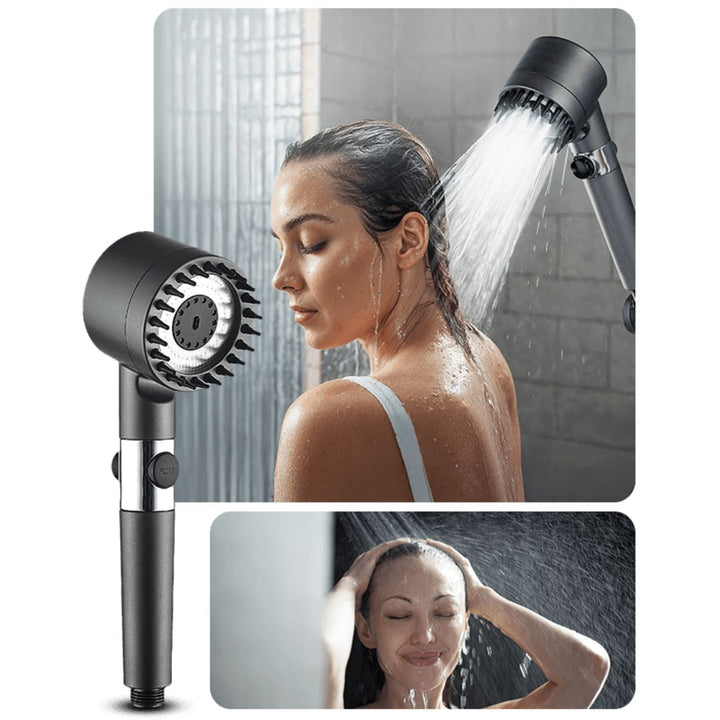 Filtered Shower Head │ 3-Mode High Pressure │ Relaxing Bath │ Black