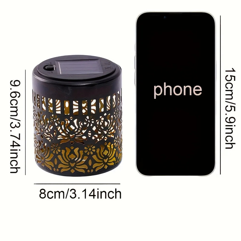 Decorative Solar Wall Lamp Metal Peony Pattern Outdoor Lighting 2 Piece Set