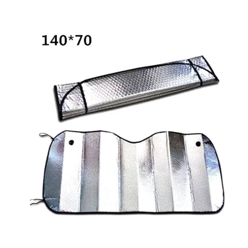 Car Windshield Sunshade | Foil Heat Deflector | Cool Interior, Front and Rear | Silver