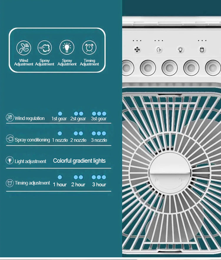 Portable 3-Speed Desktop Air Cooler Mist Cooling Fan