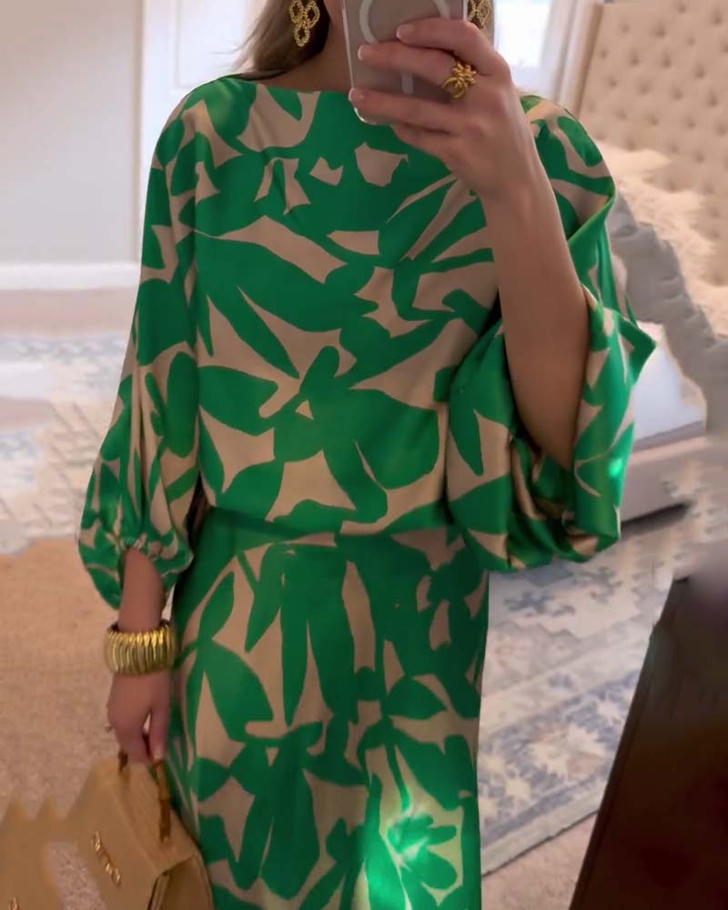 Covernorth Women’s Leaf Print Midi Dress
