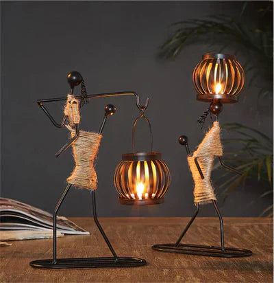 Metal Figure Candle Holder | Warm Glow Ambient Decor | Living Room