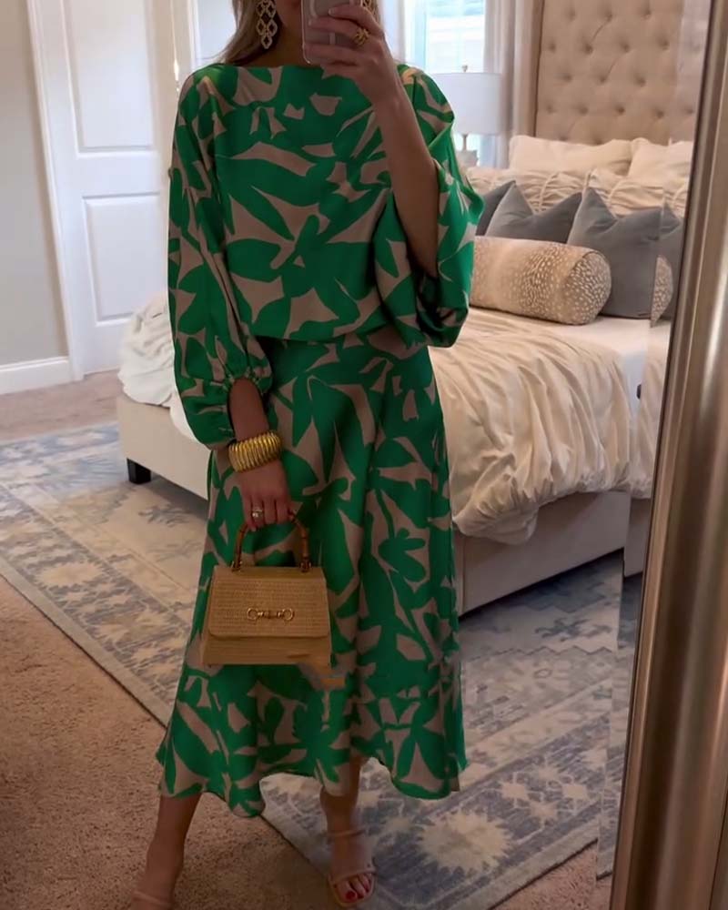 Covernorth Women’s Leaf Print Midi Dress