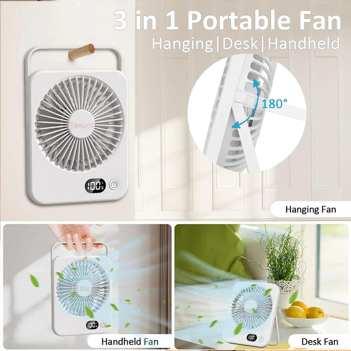 3 in 1 Portable Fan | 5 Speeds, LED Display | Bedroom & Desk