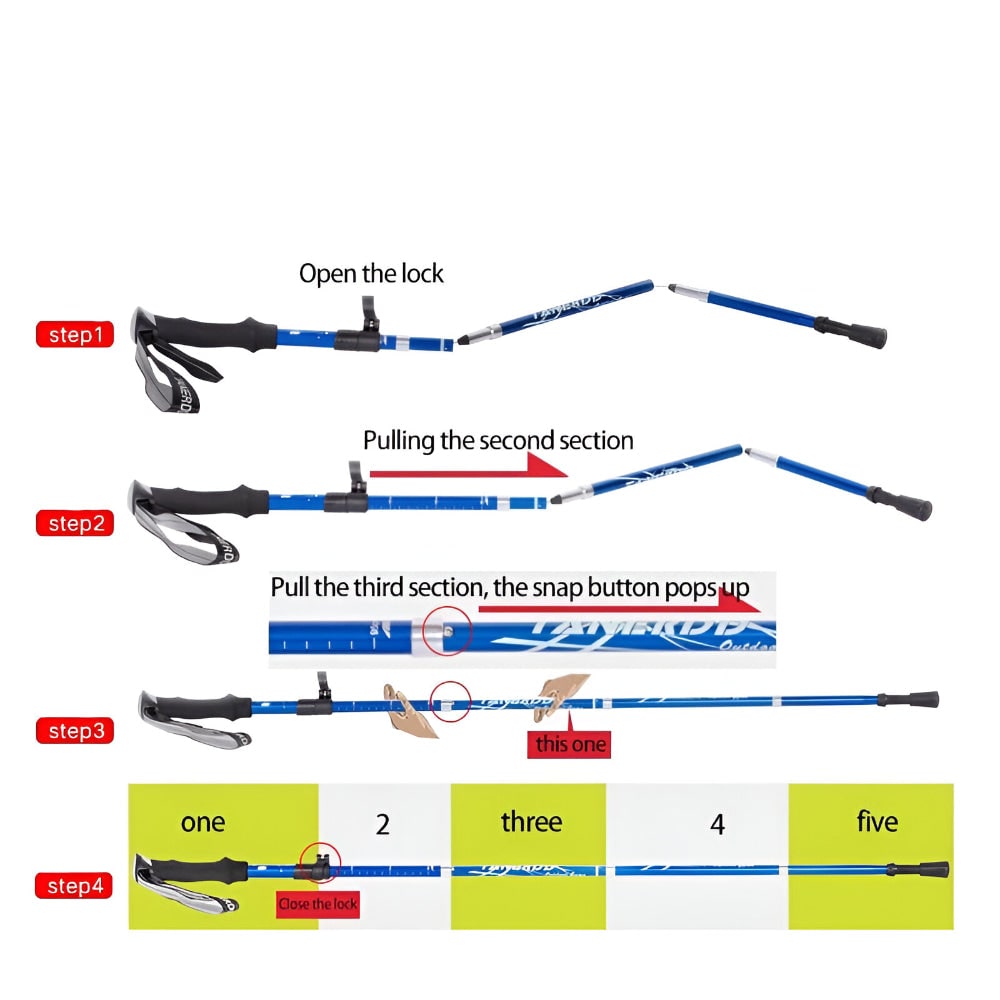 Folding Trekking Pole | Collapsible Joint Support | Outdoor Hiking