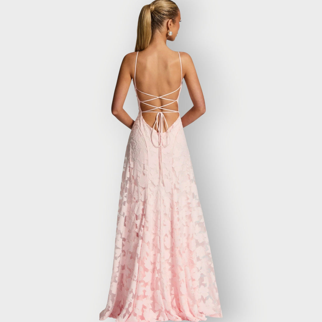 Covernorth Women's Floral Lace Cowl Neck Gown