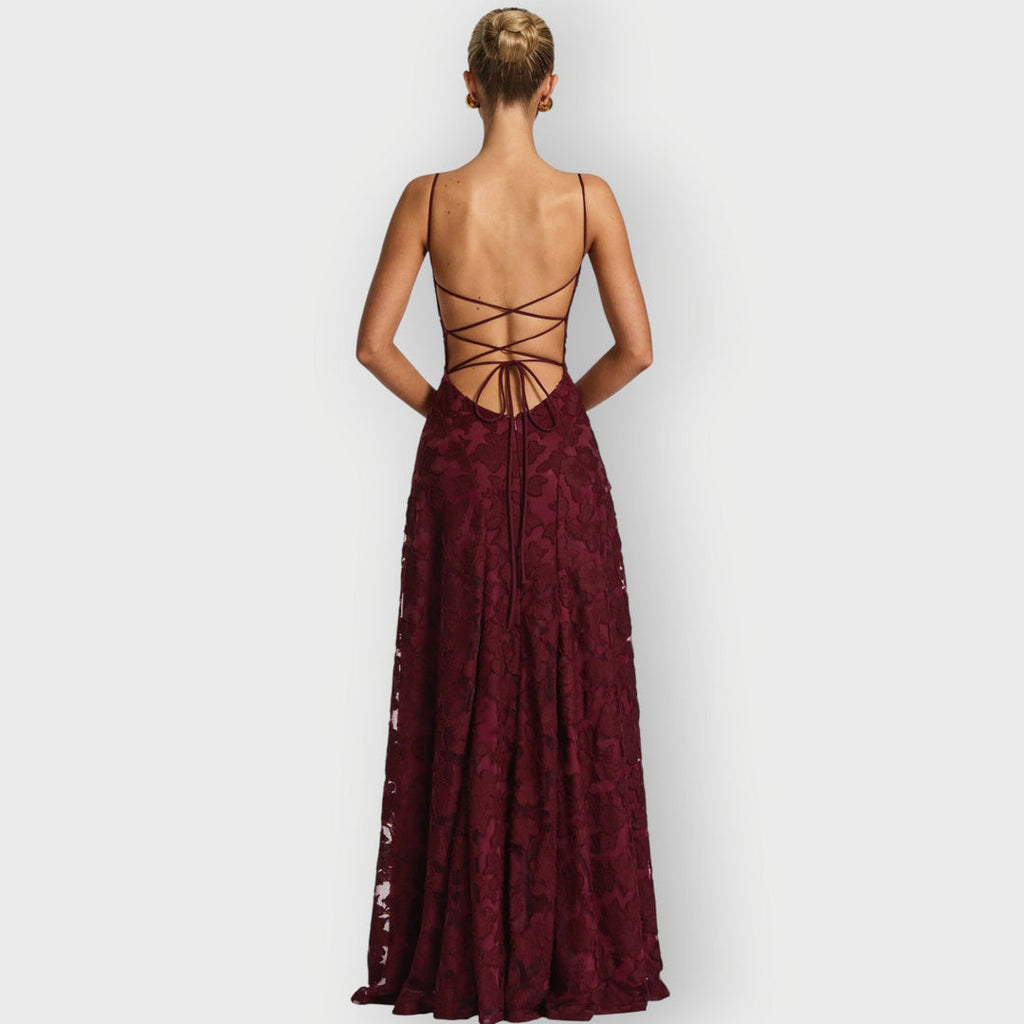 Covernorth Women's Floral Lace Cowl Neck Gown