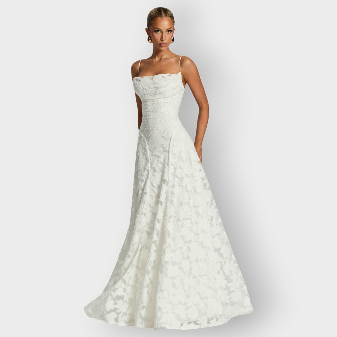 Covernorth Women's Floral Lace Cowl Neck Gown