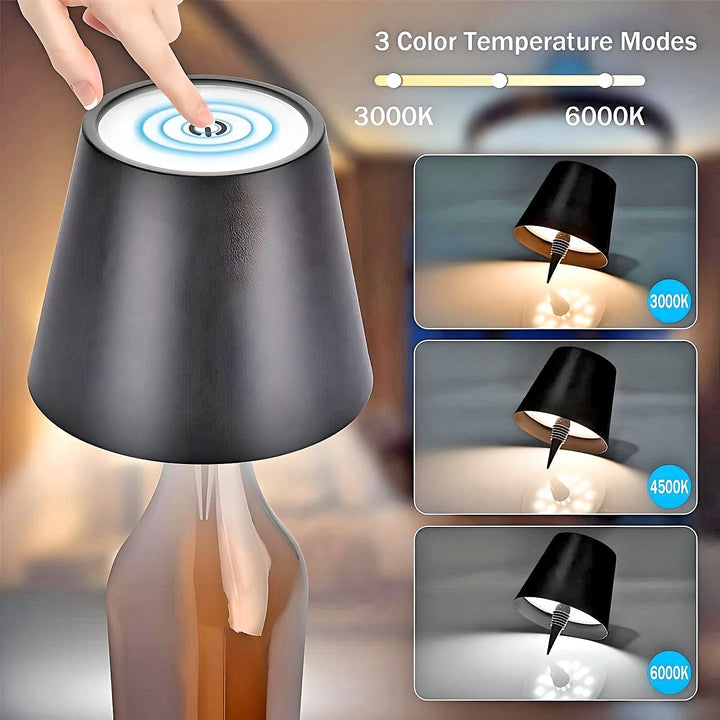 LED Bottle Table Lamp | Cordless Rechargeable Night Light | Patio