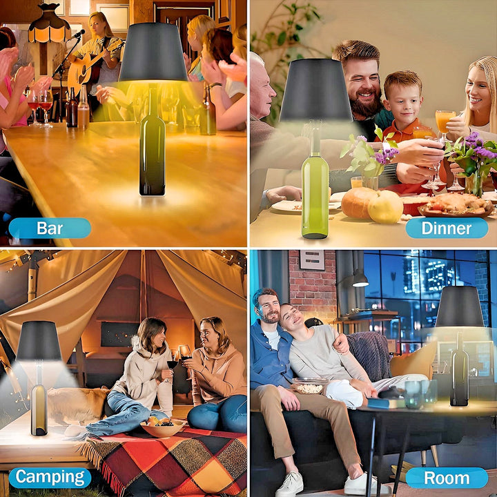 LED Bottle Table Lamp | Cordless Rechargeable Night Light | Patio