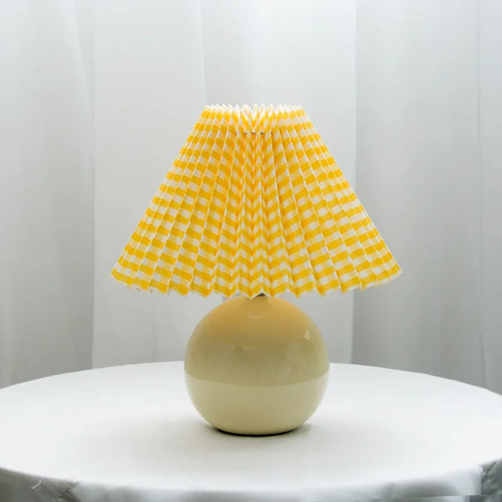 Nordic Pleated Table Lamp Ceramic Ball Base Modern Desk Light