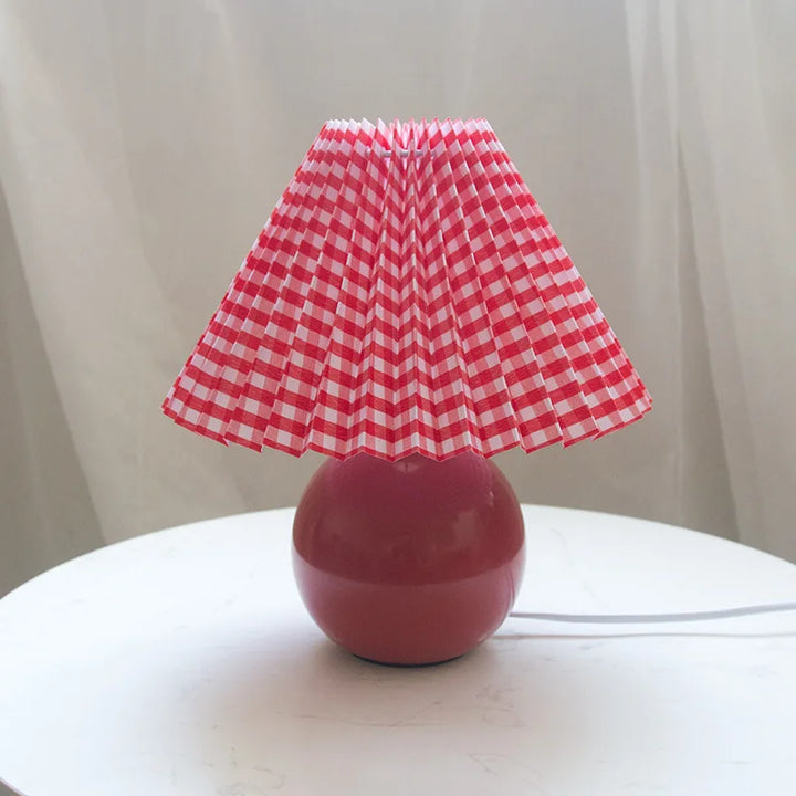 Nordic Pleated Table Lamp Ceramic Ball Base Modern Desk Light