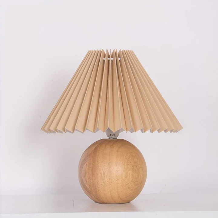 Nordic Pleated Table Lamp Ceramic Ball Base Modern Desk Light