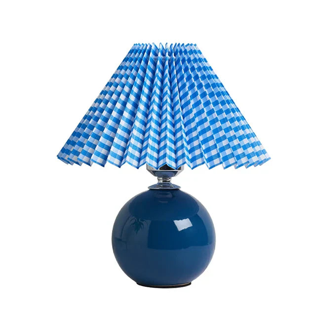 Nordic Pleated Table Lamp Ceramic Ball Base Modern Desk Light
