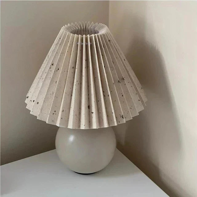 Nordic Pleated Table Lamp Ceramic Ball Base Modern Desk Light