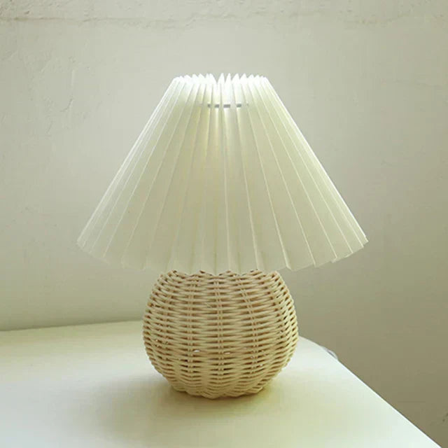 Nordic Pleated Table Lamp Ceramic Ball Base Modern Desk Light