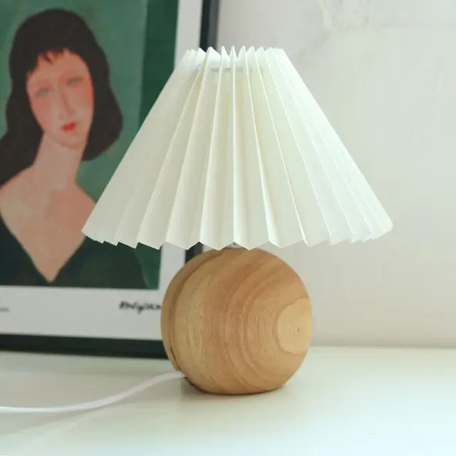 Nordic Pleated Table Lamp Ceramic Ball Base Modern Desk Light