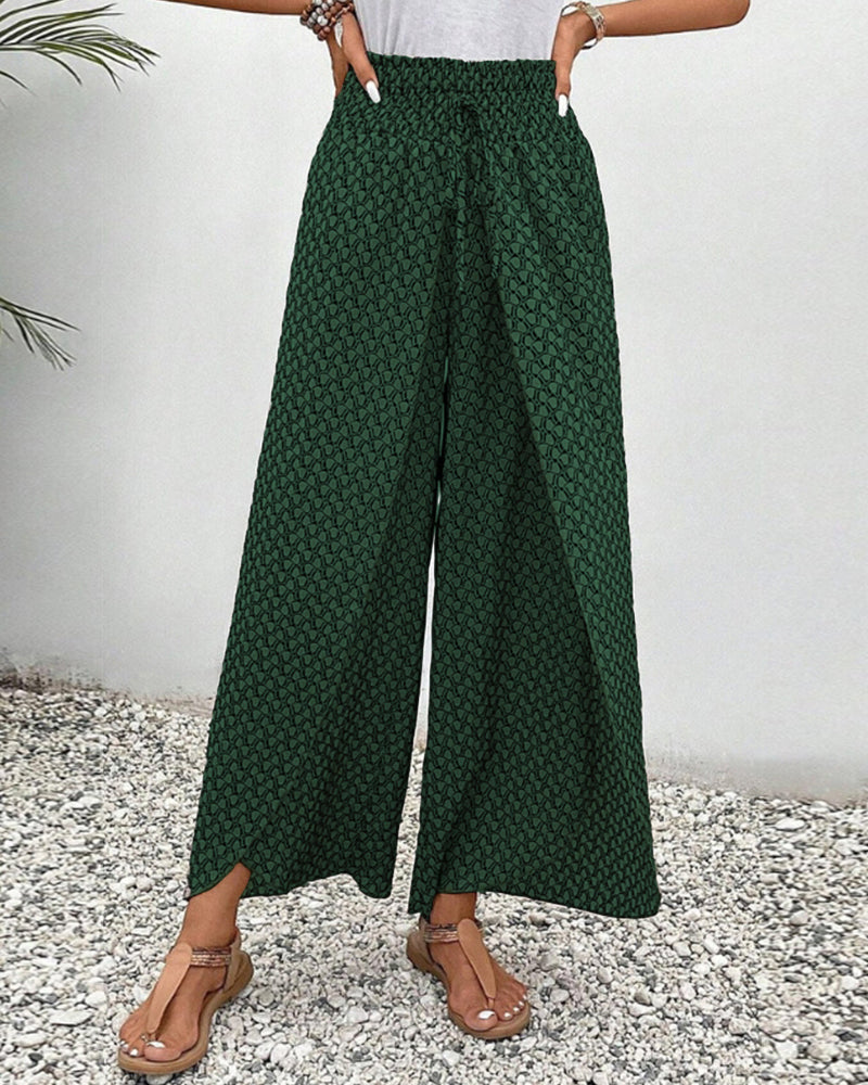 Covernorth Women's Printed Split-Front Wide-Leg Trousers