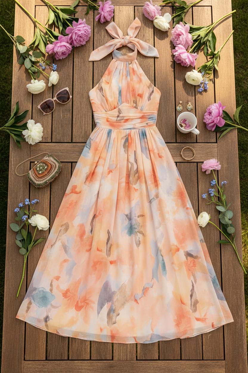 Women’s Floral Halter Midi Dress